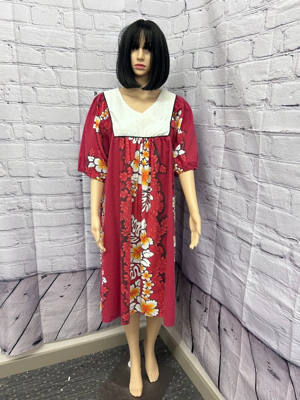 Vintage Hibiscus and Lace Dress